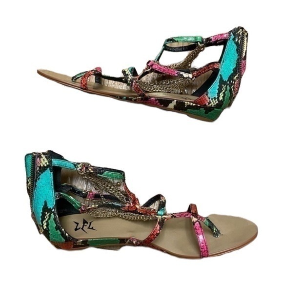 Shoes - LFL Gladiator multi colored snake skin print.